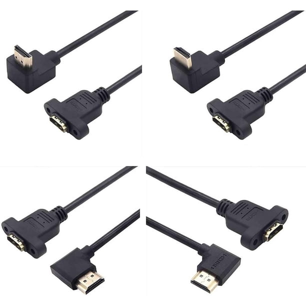 Cable HDMI de 90 grados, cable HDMI 1.4 macho a HDMI macho chapado en oro, compatible con 1080P HD 3D decodificador de computadora proyector TV PS3/4 (30 cm, arriba+abajo+izquierda+derecha)