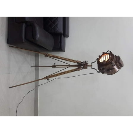 Vintage Nautical Hollywood Spotlight Floor Lamp With Tripod Office Decor