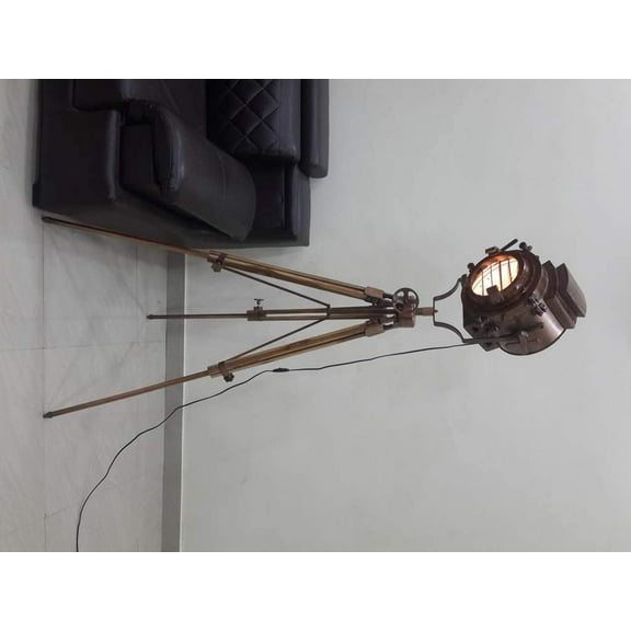 Vintage Nautical Hollywood Spotlight Floor Lamp With Tripod Office Decor