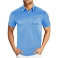 thumbnail image 2 of Styesk T-Shirts pour Homme Hommes Couleur Unie Respirant Poche de Mouvement Bouton Manches Courtes Col Rabattu Blouse, 2 of 5