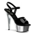 thumbnail image 2 of 6" Heel, 1 3/4" Chrome Plated PF Ankle Strap Sandal - Blk Pat/Slv Chrome, 11, 2 of 2