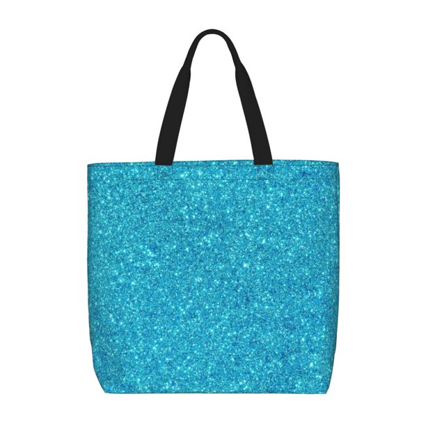 Fotbe Blue Glitter Bolsa Tote con Estampado para Mujer, Bolsos con Cremallera, Bolsa de Hombro Casual de Gran Capacidad con Bolsillos Internos