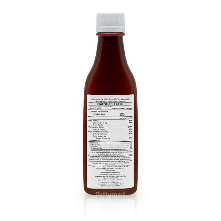 Emulsion de Scott Sabor Tradicional / Cod Liver Oil. Traditional flavor.  Vitamins A and D. 180ml 