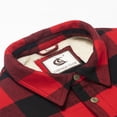 thumbnail image 4 of Coevals Club Men's Flannel Jacket Sherpa Lined Cotton Plaid Snap Button Up Quilted Long Sleeve Shirt Jacket Red Black 50 2X-Large, 4 of 7