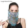thumbnail image 6 of Performance Veil Flower Sequins Beads Decor See-through Lace Belly Dance Tribal Face Veil Breathable Fabric Adjustable Strap Indian Dance Veil Halloween Costume Accessory, 6 of 8