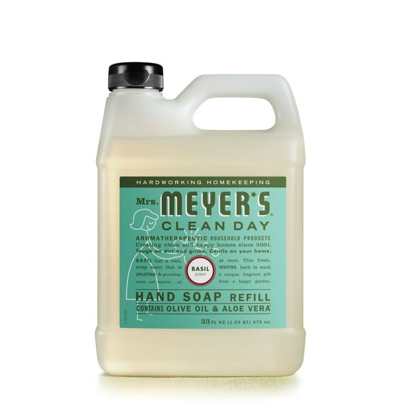 Mrs. Meyers 1237791 Liquid Hand Soap Refill, Basil - 33 fl oz