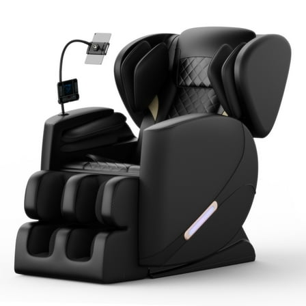 Sesslife Full Body Zero Gravity Massage Chair with LED Lights, Heating, Airbags, Bluetooth Speaker, Foot Roller, and Touch Screen Control, Comfy Massage Recliner Chair for Home Office, Black