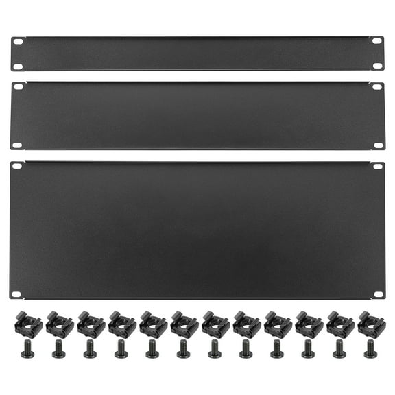 Uxcell 1U,2U,4U Blank Panel Metal Rack Mount, 19 Inches, 1 Set Filler Panel Mount Spacer Rack Blanking Panel Kit