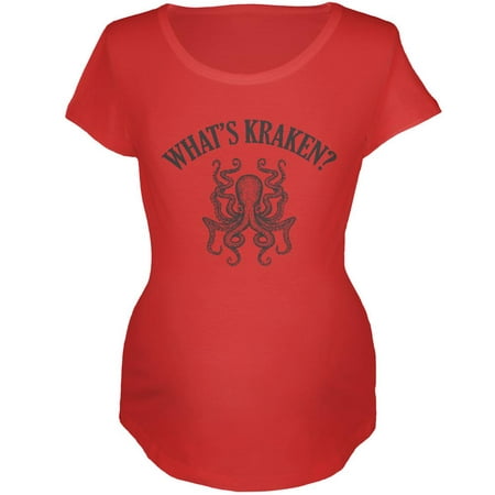What's Kraken Cracking Funny Pun Maternity Soft T Shirt Red SM