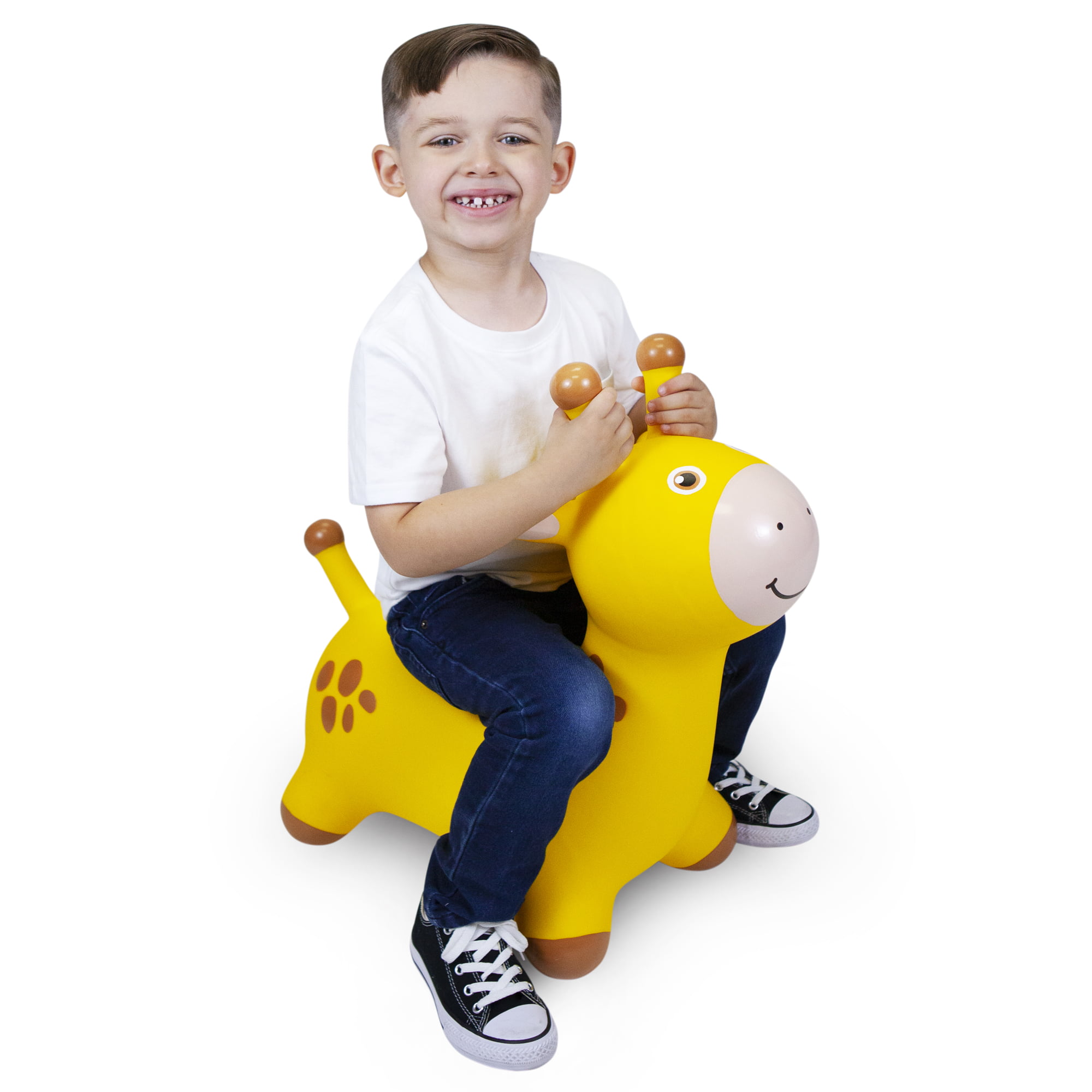 Waddle Giraffe Bouncer Inflatable Ride On Toy Yellow Toddlers Play Kids NEW 