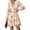 Floral Beige Orange, variant on Women Floral Long Sleeve Mini Dress | Fall Wedding Guest Dresses, V Neck, Fit & Flare, Ruffle Hem A-Line, Short Chiffon Dress, Elegant Holiday Party, Date Outfits