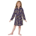 thumbnail image 6 of FORMRS Niños Bathrobe Unisex Hooded Robe Soft Plush Pajamas Sleepwear, Size 7-9T, Purple Flowers Pattern, 6 of 7
