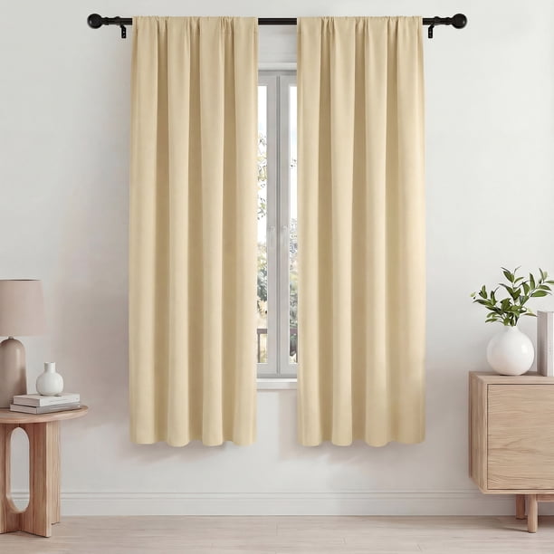 Blackout Cortinas, Cortinas Blackout Térmicamente Aisladas 42x72 Pulgadas, Cortinas Blackout con Bolsillo para Barra para Sala de Estar y Recámara, Paneles de Tratamiento de Ventanas con Reducción de