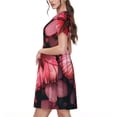 thumbnail image 2 of Balery pink butterfly Vestidos sueltos de manga corta para mujer, vestidos de verano 2025, vestidos casuales de corte A con vuelo., 2 of 6
