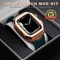 thumbnail image 2 of Kit de modificación de lujo para Apple Watch Case Band 7, 45mm, 44mm, 42mm, marco de bisel de Metal, correa de goma para IWatch 7, 6, 5, 4, 3, SE, 2 of 4