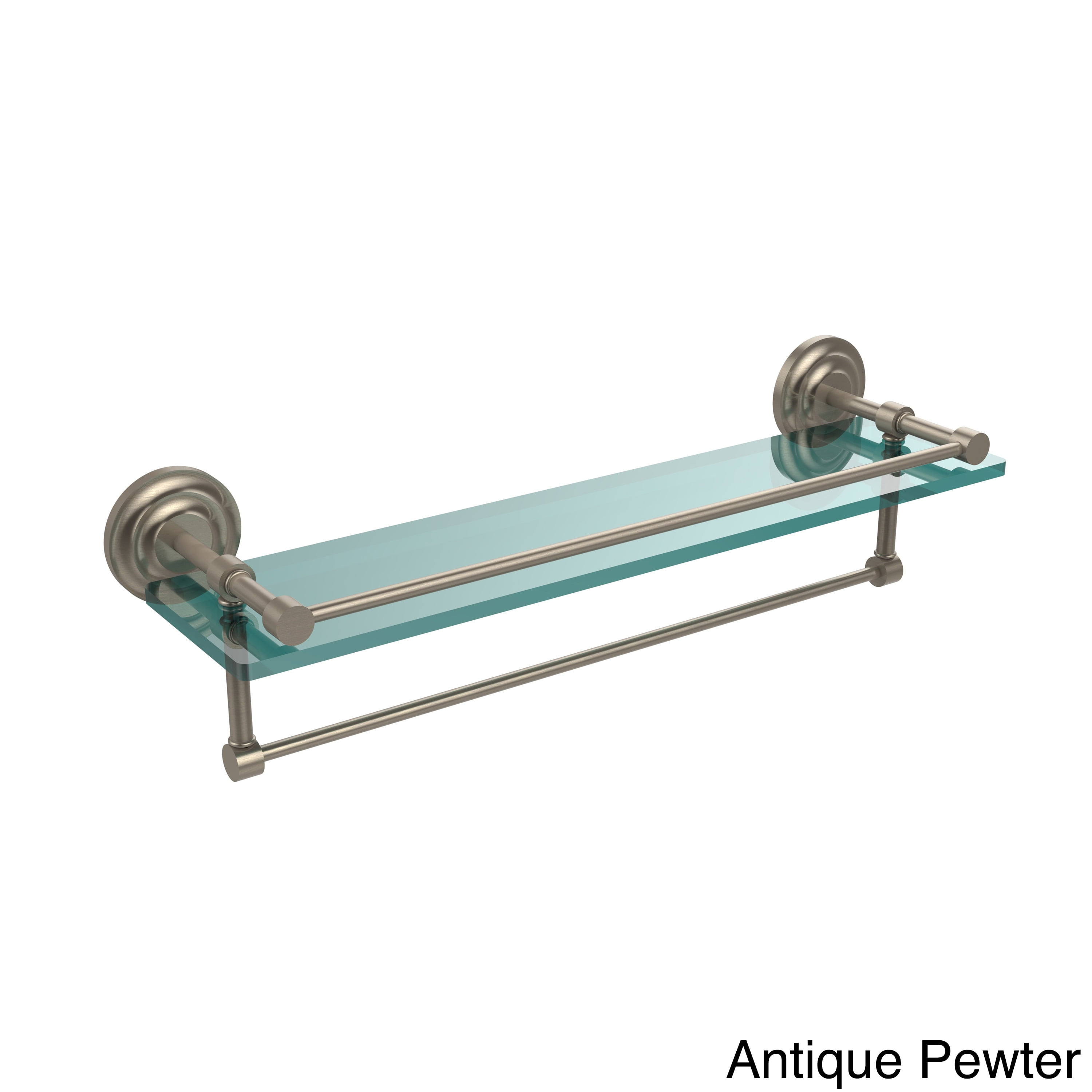 22in Gallery Glass Shelf with Towel Bar in Antique Pewter
