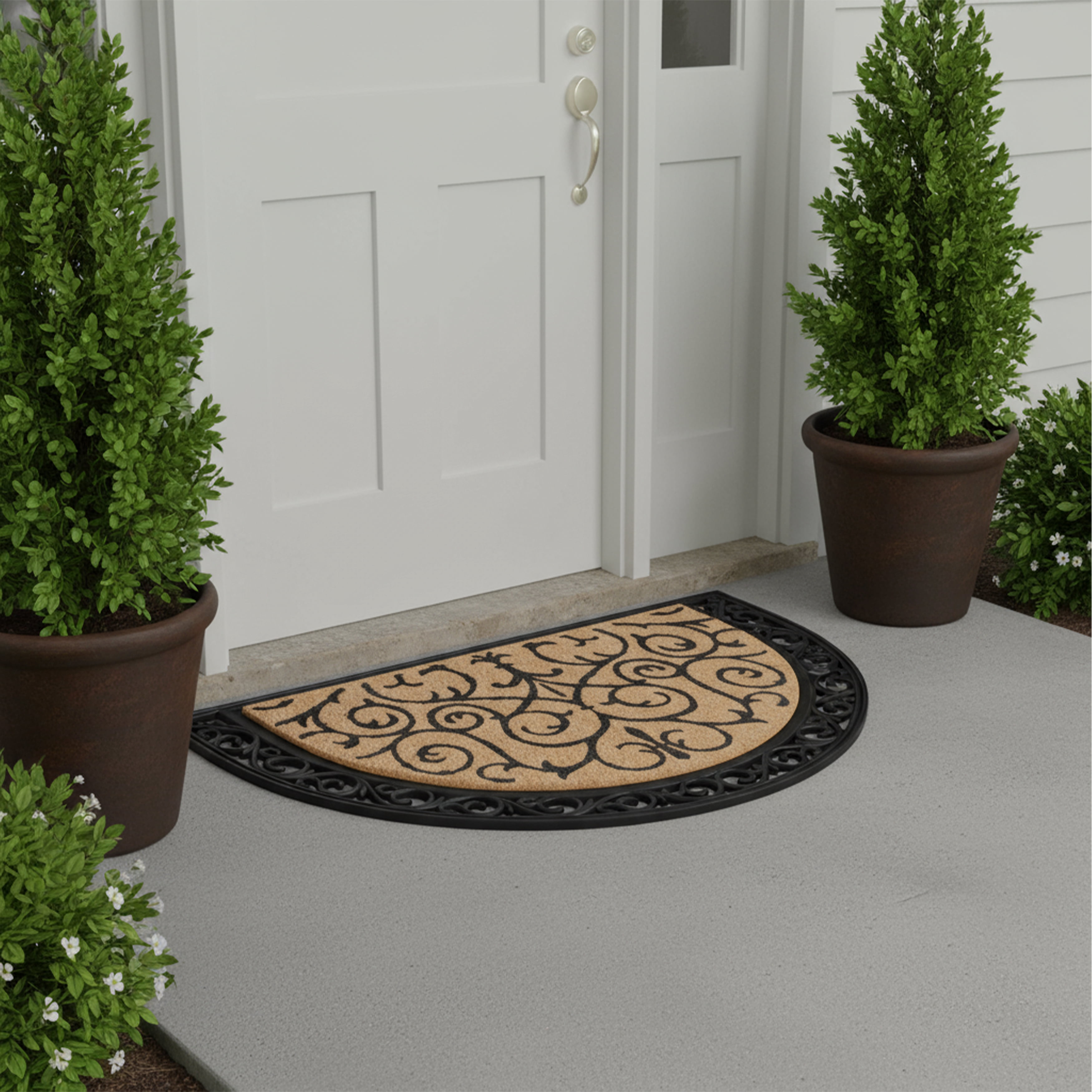 Home & More   Coir & Rubber Ornate Scroll Doormat