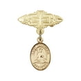 thumbnail image 1 of 14kt Yellow Gold Baby Badge with St. Walburga Charm and Badge Pin with Cross 1 X 3/4 inches, 1 of 1