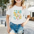 thumbnail image 2 of oqasdz Girls Shirts Casual 100 Days of School Shirt Letter Printed Round Neck Short Sleeved Casual Top Size 12 M-18 M, 2 of 4