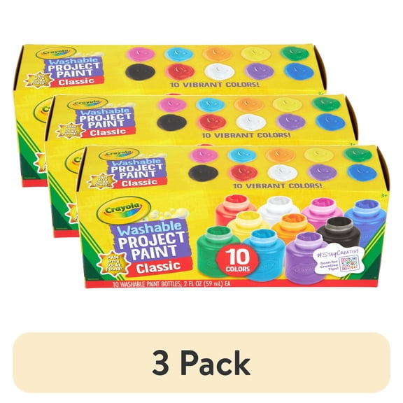 (3 pack) Crayola Washable Kids Paint Set, 10 Count, Easter Basket Essentials, Kids Arts & Crafts Supplies, Easter Craft Set, Project Paint, Gift for Kids, Ages 3+