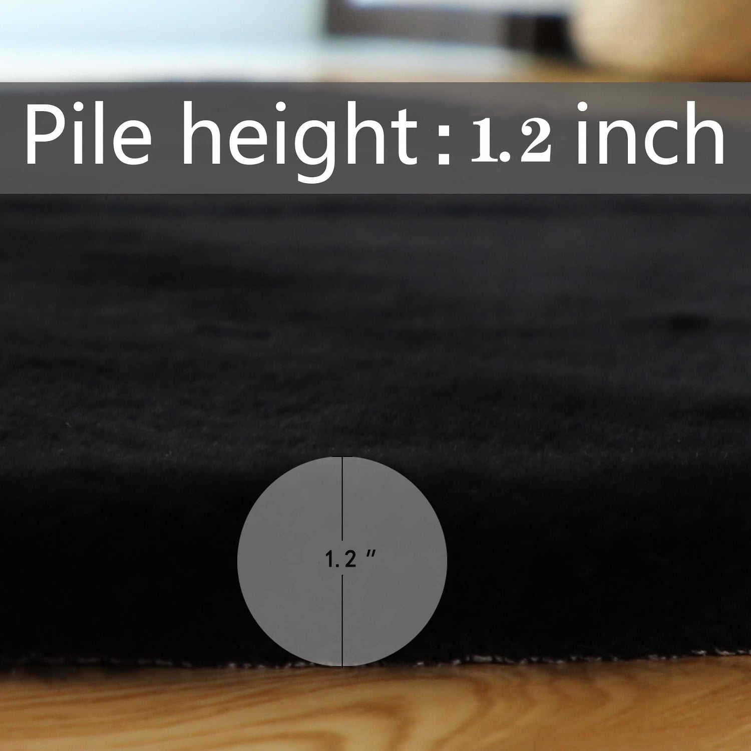 Latepis 8x10 Faux Fur Rug, Area Rug, Faux Rabbit fur Rug for Living Room, Fluffy Washable Faux fox fur Rug for Bedroom, Nursery, Furry Sheepskin Rug, Large Rug, Black Fur Rug, Rectangle