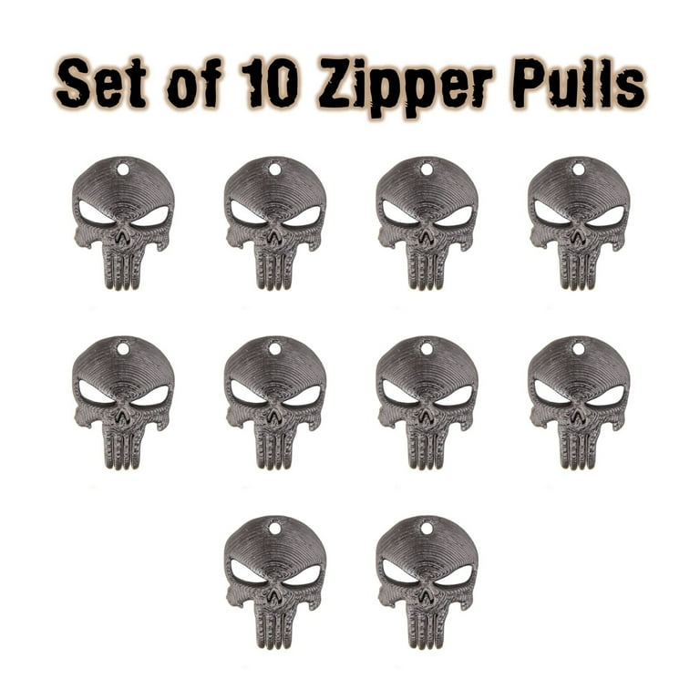 Set of 10 Punisher Skull Zipper Pull Necklace Earring Charm Keychain etc Walmart