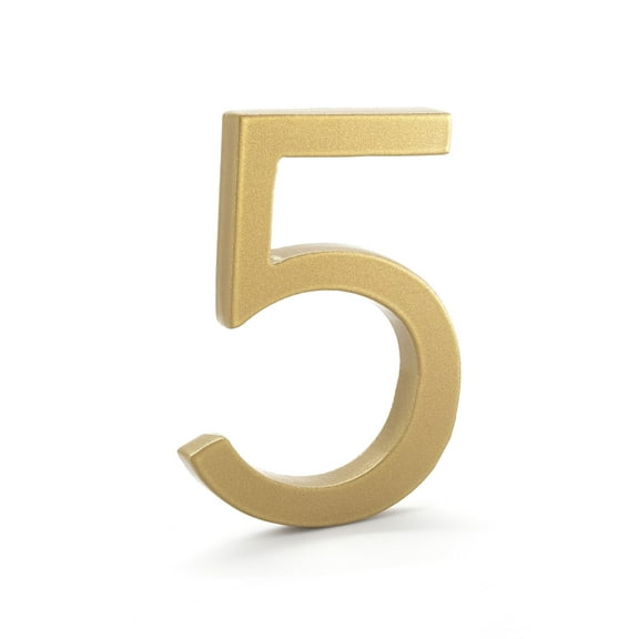 Montague Metal Products 4" Gold Floating or Flat Modern House Numbers 0-9 - 5