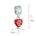 thumbnail image 4 of Bling Jewelry Womens Valentines Love Cubic Zirconia CZ Red Heart Shape Dangle Charm Bead for Bracelet Sterling Silver, 4 of 5