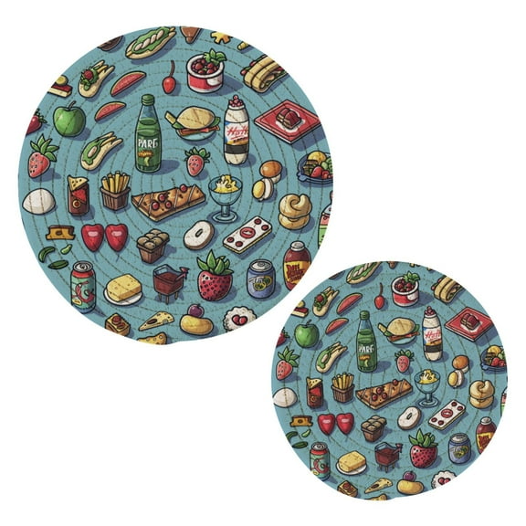 Fruits Drinks Food Pot Holders Trivets Set of 2 Cotton Hot Pads Mats for Hot Dishes Pots Pans Kitchen Cooking 7" 9.5"