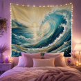 thumbnail image 2 of Cresting Ocean Wave at Golden Sunrise, Dramatic Coastal Style for Ocean Lovers, Seascape Wall Art, Housewarming Gift, Tapestry Wall Hanging for Bedroom and Living Room, 2 of 7