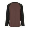 thumbnail image 4 of Women's Color Block Sweatshirts Dressy Crewneck Long Sleeve Pullover Boyfriend Style Tops Casual Fall Outfits Brown L, 4 of 5