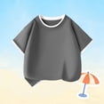 thumbnail image 5 of Bnwani Boys Shirts Comfortable Breathable Shirts for Girls Solid Color Tee Gray Sizes 3-14, 5 of 5
