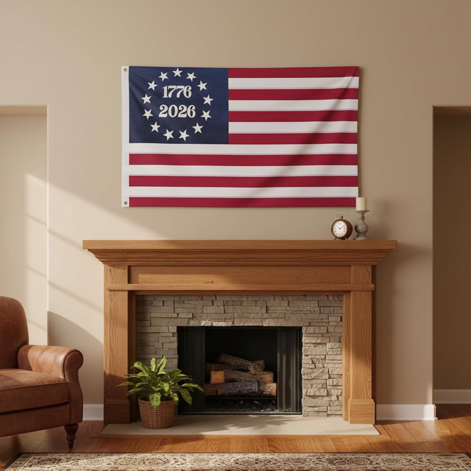 250 Anniversary USA Flag 3x5 FT, 1776-2026 Betsy Ross 13 Stars Colonies American Flags, Bennington USA Fade Resistant Embroidered Stars Banner with Brass Grommets
