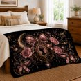 thumbnail image 6 of Rose Framed Cameo With Bows and Crescent, Soft Flannel Blanket with Victorian decorative motif Ornament Print, Housewarming Gift and Home Decor for Bedroom and Living Room, 6 of 7
