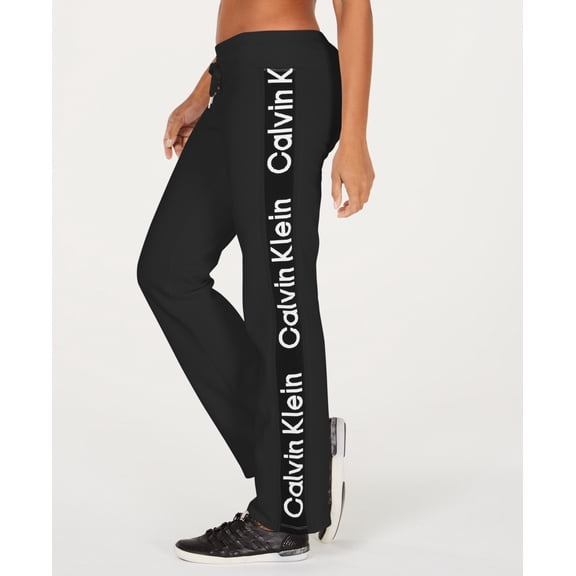 Calvin Klein Womens Logo High-Rise Flared-Leg Joggers Size L