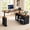 Walnut+Black/55 in, variant on 55" Electric Shaped Standing Desk with Storage Drawers Height Adjustable Corner Computer Desk with Power Outlets, Lift Top Desk, Farmhouse Corner Standing Desk, Sit Stand up Desk for Home Office