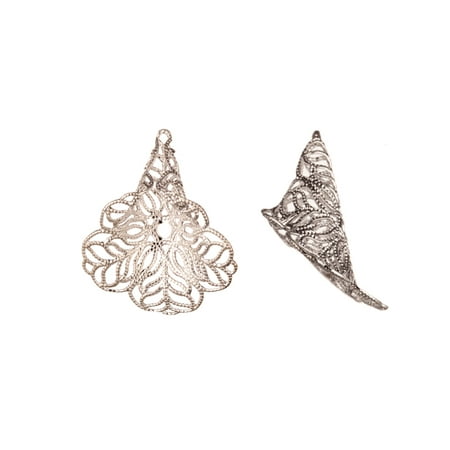 Brass Bead Caps - Bead Cap, Silver-Plated Brass, Filigree Flower, 24x22mm Sold per pkg of 6