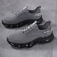 thumbnail image 4 of Men's All Black Woven Knit Lace Up Running Sneakers, Air Cushion Shock Absorbing Breathable Athletic Walking Shoes, 4 of 5