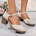 thumbnail image 5 of Miluxas Fashion Women Casual Round Head Sandals Comfy Casual High Heels Shoes A-White 6.5(38), 5 of 9