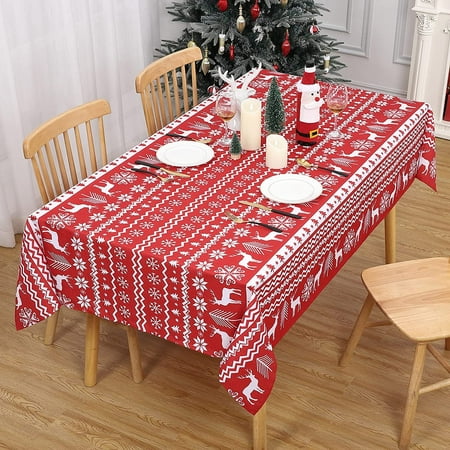 

Christmas Tablecloth Rectangle Boho Style Tablecloth Table Cloths for Parties Waterproof Christmas Tree and Deer Pattern Rectangle Table Cover for Picnic Kitchen 60 x 120 Inch Red