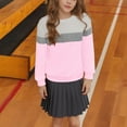 thumbnail image 4 of Girls Sweatshirts Long Sleeve Crewneck Pullover Color Block Lightweight Fall Winter Casual Everyday Wear Top 1-15 Years, 4 of 5