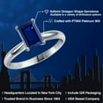 thumbnail image 2 of Gem Stone King 1.50 Cttw PT900 Platinum 900 Blue Created Sapphire Engagement Ring | Emerald Cut 8X6MM | Gemstone Birthstone | Wedding Anniversary Promise Ring for Women | Size 5,6,7,8,9, 2 of 6