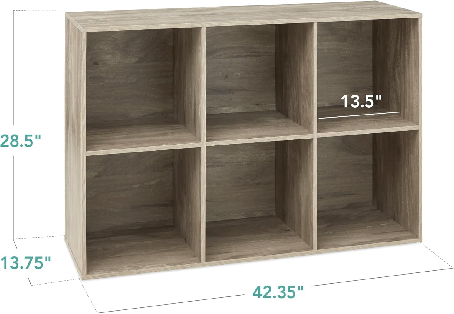HJTER 6-Cube Storage Organizer, 13.5in Shelf Opening, Bookcase, Display Shelf, Customizable w/ 3 Removable Back Panels – Greige
