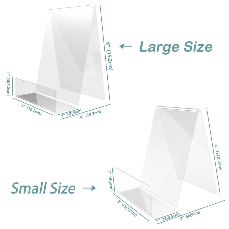 Boloyo Assemble Acrylic Display Stand with Ledge, 8 inch Clear Book Display  Easel Holder Free Width Acrylic Display Stand for Display