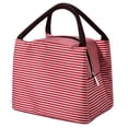 thumbnail image 4 of Striped Insulated Lunch Bag Large Capacity Oxford Cloth Tote Reusable Thermal Picnic Cooler for Work or Outdoor Dining Blue 6x9inch, 4 of 5