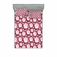 thumbnail image 2 of Ambesonne Floral Fitted Sheet & Pillow Sham Set, Petal of Japanese Cherry, Twinxl, Pale Pink Maroon Yellow, 2 of 3
