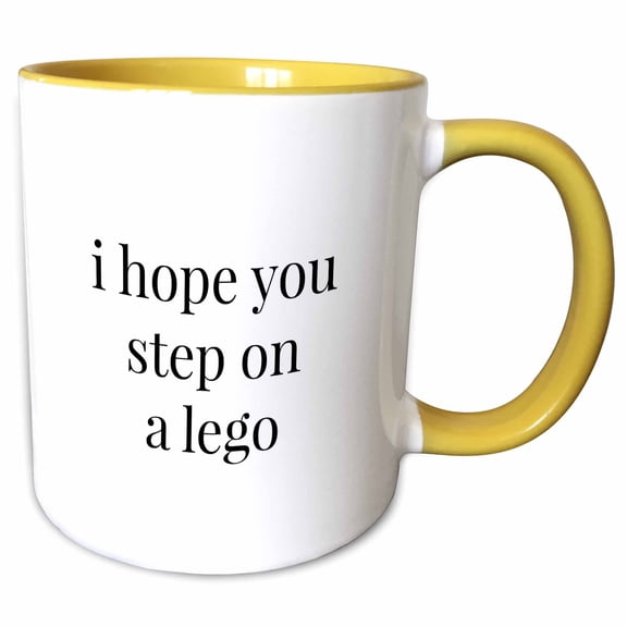 3drose, Image of I Hope You Step on a Lego Quote, 11oz Two-tone Yellow Mug