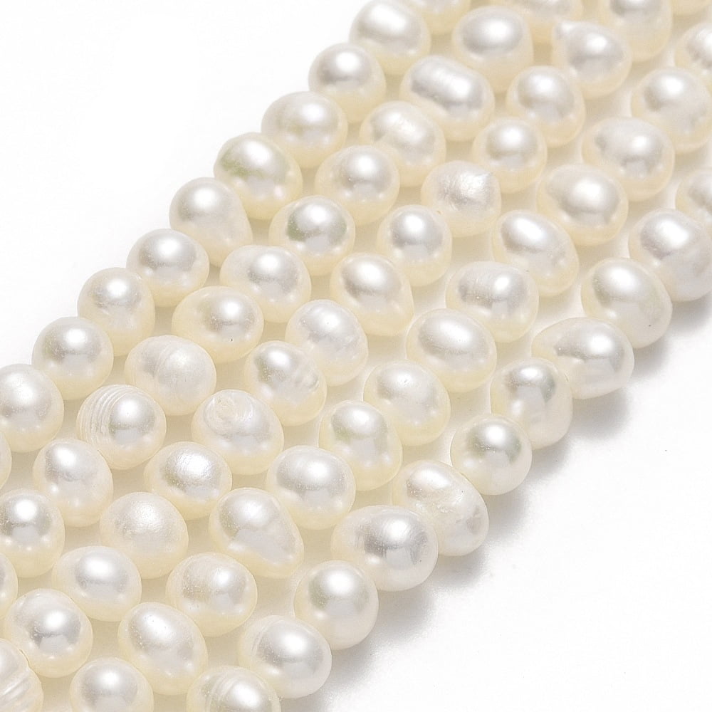3strands Cultured Freshwater Pearl Beads Strands Potato Beige 4~6x5~7x5~6mm Hole: 0.7mm about 67~71pcs/strand 13.58~14.25 inch(34.5~36.2cm)