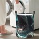 thumbnail image 5 of Fotbe Wave Ocean Animal Shark Cesto de Ropa con Asas, Cesto Impermeable de Gran Capacidad, Bolsa de Lavado para Dormitorio, Cesto de Ropa con Ruedas y Asas-Small, 5 of 6