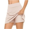 thumbnail image 2 of Lcziwo Athletic Skirts Women Tennis Running Workout Yoga Skorts Mid Waist Tummy Control Comfy Skirts Lightweight Solid Color Summer 2025 Skorts Khaki,XXL, 2 of 8